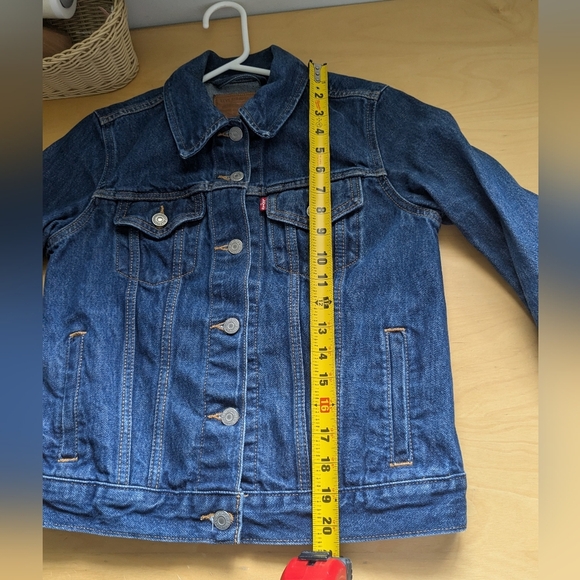 LEVI'S Women Jeans Jacket Size S Navy Blue With Pockets Button Down 100% Cotton - Picture 13 of 13